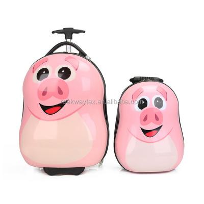 China PC China Luggage Factory Supply 2pcs Kids Cartoon Trolley Bag Set Piggy Kids Travel Luggage for sale