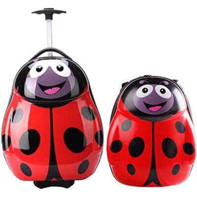 China PC China Factory Supply 2pcs Kids Cartoon Trolley Bag Set Ladybug Kids Travel Luggage for sale