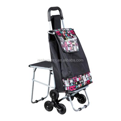 China RW6402A China Trolley Shopping Bag Factory Supply 3 Wheel Climbing Trolley Shopping Bag With Seat Chair for sale