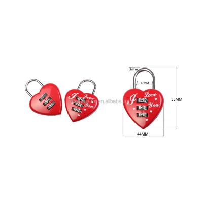 China Luggage Lock 520 Love Heart Shape 3 Digit Zinc Alloy Cute Luggage Combination Lock for sale