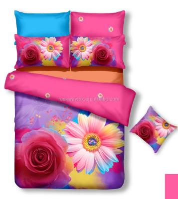 China Disposable 3d Printing Blue Rose Color Comforter Cover Set for sale