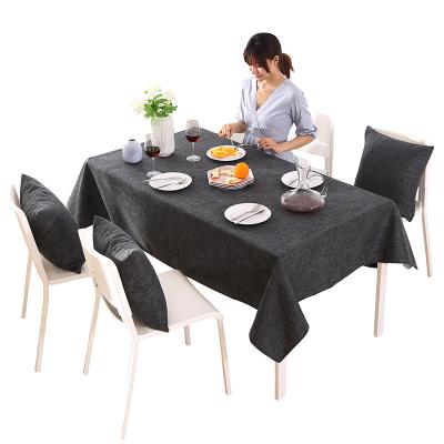 China Nordic Style Waterproof Table Cover Waterproof Solid Color Linen Cotton Table Cloth for sale