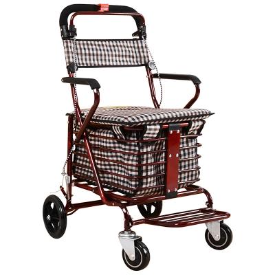 China High Quality 4 Wheel Foldable Vegetable Trolley Shopping Bag With Seat Folding Trolley Shopping Bag for sale