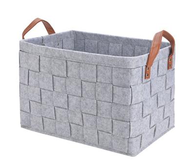 China And elegant high quality simple felt woven storage basket with handle felt basket basket felt basket storage for sale