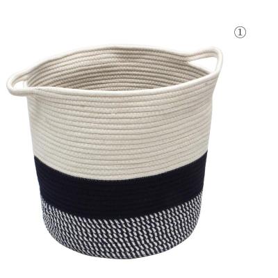 China Unique White Gray Black Woven Basket Cotton Rope Laundry Basket Toy Storage Basket High Quality Large for sale