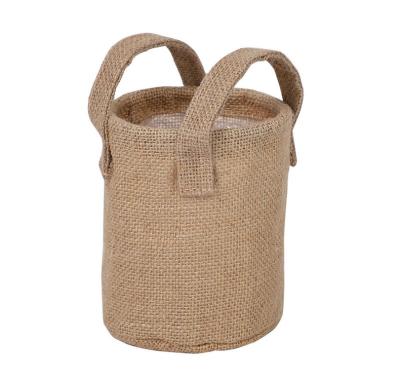 China High Quality Custom 100% Burlap Fabric Flower Grow Sack Jute Plant Bags Jute Plant Pots With Handle for sale