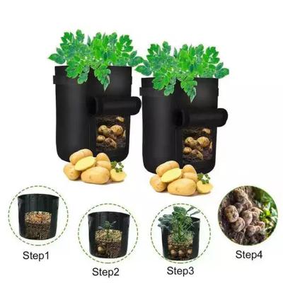 China High Quality Pouch Plant Eco-Friendly Thickened Planting Growing Bag 7 Gallon Potato Grow Bags w/Access Flap Aeration Cloth Pots for sale