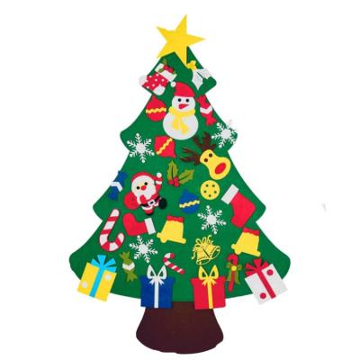 China Hot Selling Kids DIY Amazon Kids Christmas Tree DIY Felt Wall With 30 Pcs Ornament Set for sale