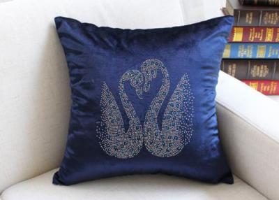 China Swan Pattern Cushion Cover Luxury European Diamond Technology Car Seat Chair Pillow Cover Velvet Soft Pillowcase for sale