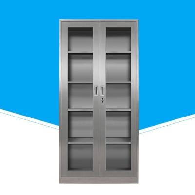 China Modern Hospital Furniture Stainless Steel Glass Doors Cabinet for sale