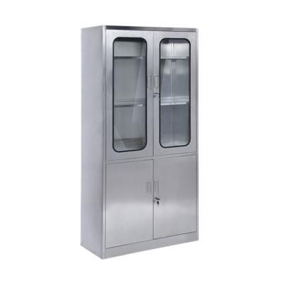 China Metal office hlaf aluminum door locker 2 glass doors locker use for hospital for sale