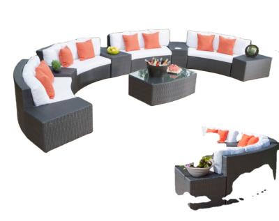 China Modern Luxury Multi Function 2 Seat Wicker Terrace Furniture Sofa With Side Table Villa Furniture 8 Seat Resort Furniture for sale