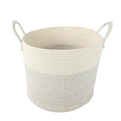 China Sustainable Hot Selling Large Cotton Rope Storage Basket Baby Clothes Laundry Hamper for sale