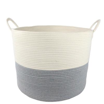 China Extra Large Sustainable Laundry Storage Cotton Rope Basket Woven Foldable With Handle for sale