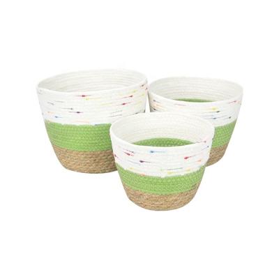 China Best Selling High Quality Sustainable Cotton Rope Storage Basket Woven Cotton,Laundry Basket,Snack Cotton Rope Plant Basket for sale