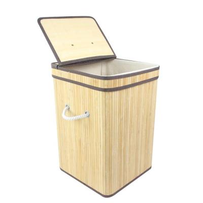 China Classic Sustainable Customized Bamboo Clothes Storage Dirty Laundry Hamper for sale