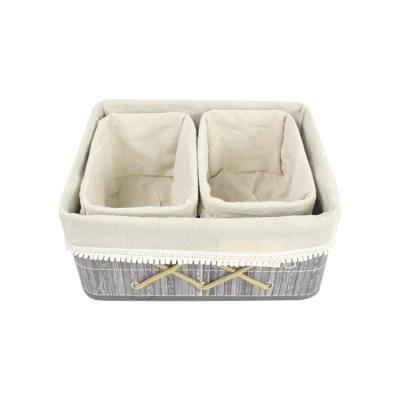 China Sustainable Laundry Laundry Storage Bamboo Baskets With Vietnam Cotton Lining for sale