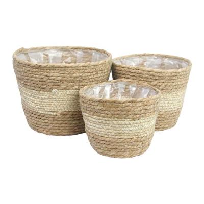 China Extra Large Handwoven Nordic Sustainable Straw Flower Pot Potted Green Plant Seaweed Storage Basket for sale