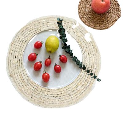 China Plant Plankton Eco-Friendly Woven Mat Round Braided Straw Placemats Customized Floor Mat for sale