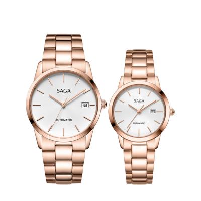 China SAGA 13898 Automatic Mens Date Brand Mechanical Luxury Top Pocket Iced Out Rose Gold Watches for sale