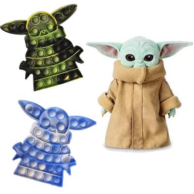 China Fingertip press hot sale Amazon yoda silicone squeeze toys wiggle itting toys baby Yoda noise for boys for sale