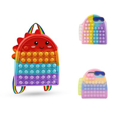 China Hot Selling Anti-theft Cute Silicone Backpack Bubbles Wiggle Backpack Pop It School Bag For Kids for sale