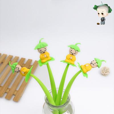 China Cute Silicone Pen 2022 New Normal Black Cute Cartoon Doll Silicone Pen Gel Stationery Monk Gift Student Supplies for sale