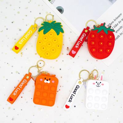 China New soft silicone fidgety bubble chain key chain comes with a coin purse for easy portability for sale