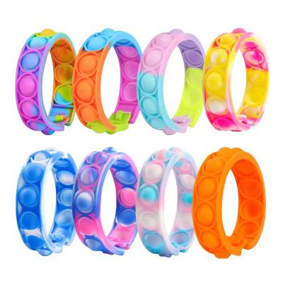 China Factory Wholesale Adjustable Soft Decompression Squeeze Wristband Wiggle Noise Toy Fidget Itting Decompression Bracelet For Kids for sale