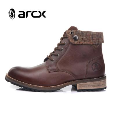 China ARCX Ankle Motorcycle Boots Women Vintage Anti-slippery Men Unisex Vintage Leather Street Boots Outdoor Travel Boots for sale