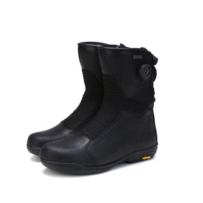 China New Breathable Waterproof Riding Boots With Color Mens Adjustable Rotary Button Motorcycle Leather Boots for sale