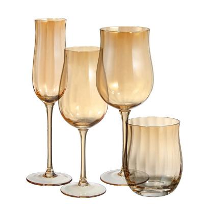 China Handmade Wine Crystal Wine Glass Lead-free Personality Tulip Shape Colored Drinking Glass Tumbler Glass for sale