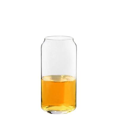 China Custom Logo Glass Beer Cup Customized Logo Soda Pop Can Shaped Mugs Drinking Glasses 15 Ounce Beer Can Glass for sale