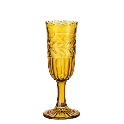 China Handmade Pressed Colored Glass Champagne Glasses de Champagne Flute Glasses Champagne Cup Factory FILE for sale