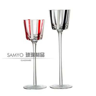 China Fashionable Glassware Manufacturer Samyo Mercury Price Candle Holder Red Stick for sale