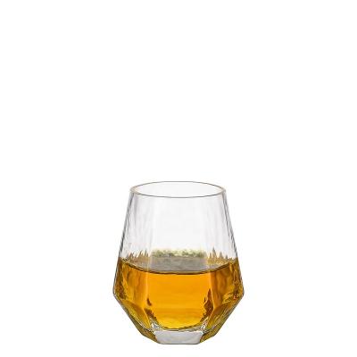 China Hot Sale Cheap Mini Glassware Stemless Wine Glass Hammer Geometry Hexagonal Tequila Liquor Glass for sale