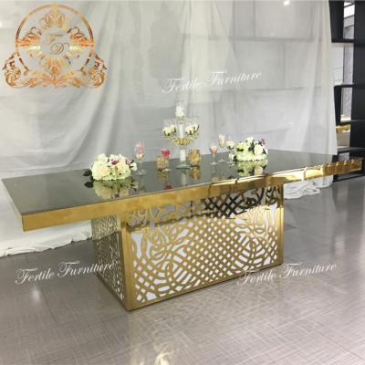 China Modern Dining Room Furniture Set Stainless Steel Frame Glass Furniture Led Party Table for sale