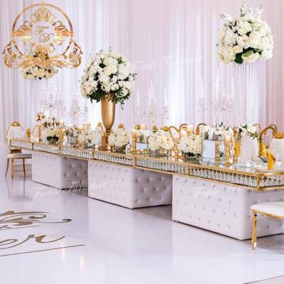 China 2021hot sale rectangle crystal glass modern wedding dining table for sale