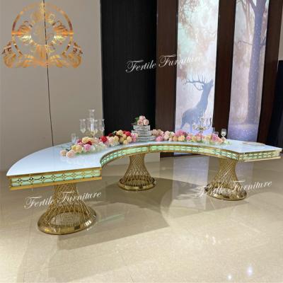 China Modern Wedding Event Used Restaurant Nest Base Antique With Half Moon Led Light Dining Table for sale