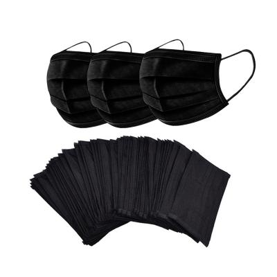 China Disposable Black Disposable Masks 3 Layer Mask Black Non Woven Adult Earhook Face Mouth Medical Mask for sale