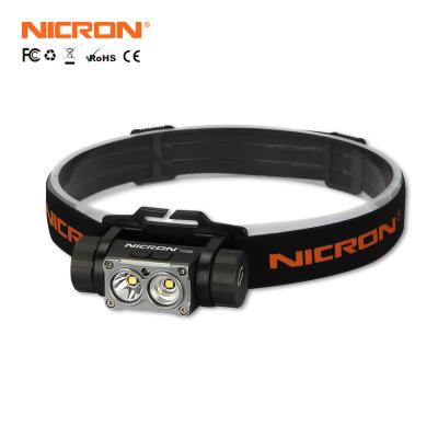 China Industry Repair NICRON H35 Powerful Rechargeable Aluminum Headlight Soft Light Rechargeable Tactical Headlight With Red Light For Fishing for sale