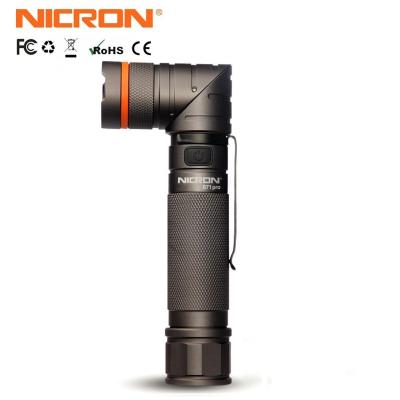 China NICRON B71 Pro Rotary Clip 90 Degree Camping Rechargeable Rotating Flashlight With Magnet LED Red Green Flashlight With Magnetic Base for sale