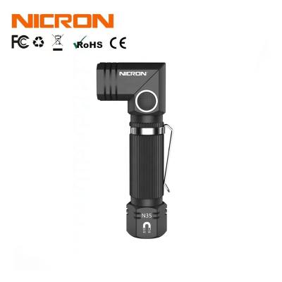 China 90 DEGREES TURN & TAIL PAC New Arrival Nicron N35 MAGNETIC Rechargeable 90 Degrees Rotating Bright Flexible Mini Flashlight Aluminum Mini Flashlight for sale