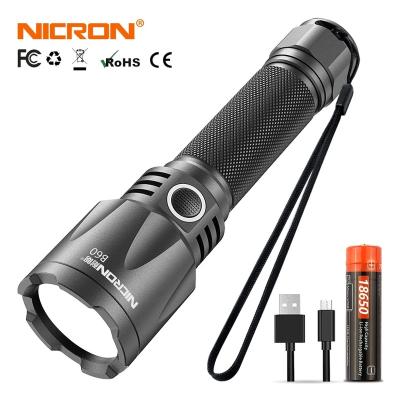 China Hot Sale NICRON B60 Industrial High Performance High Quality Rechargeable Strong Light Flashlight for sale