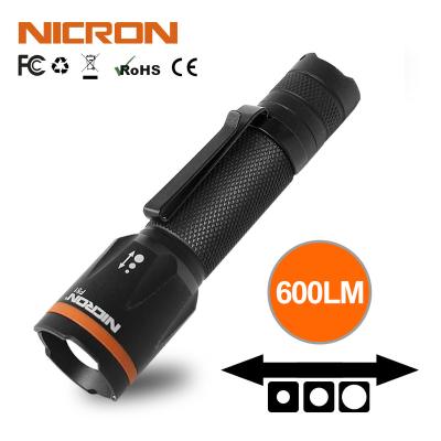 China NICRON F51 Outdoor Waterproof Outdoor Dual-Fuel Rechargeable High Level Zoom Flashlight Flashlights for sale