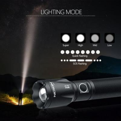 China Rechargeable Nicron F81 Emergency Long Driver-Beam Flashlight With Spot Flood Light Torch Outdoor Camping Franco Camion for sale