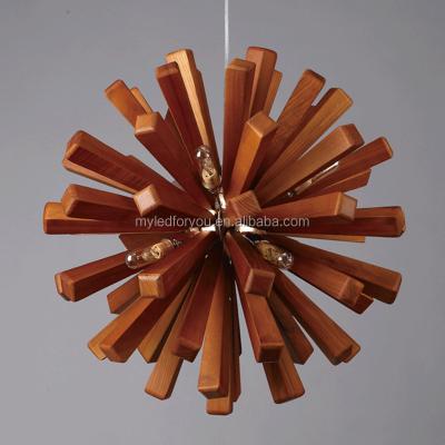 China EUROPEAN restaurant cafe indoor dandelion led wooden pendant lights LED lamps pendant lights modern chandelier for sale