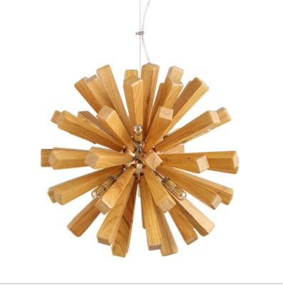 China Modern Dandelion Led Chandelier Wooden Pendant Lamp LED Indoor Wood Lamps for sale