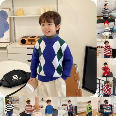 China Anti-wrinkle autumn and winter vintage jacquard sweater children's wear knitted soft wool girl boys pullover for sale