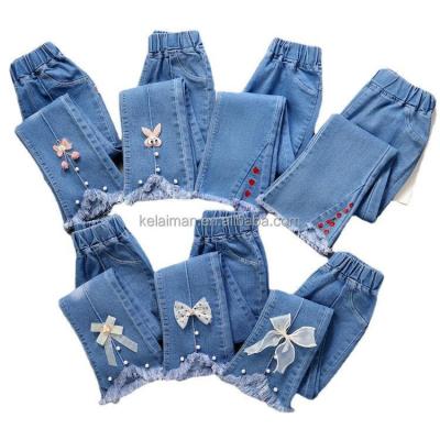 China 2023 Breathable Girl Pants, Autumn Girls Flared Pants Casual Kids High-waist Denim Pants Springs Children Girl Pants for sale